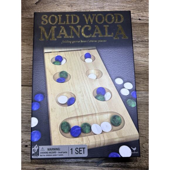 Solid Wood Mancala, Strategy Game, Folding Game Board Stores Pieces, Ages 6 up - Picture 1 of 6